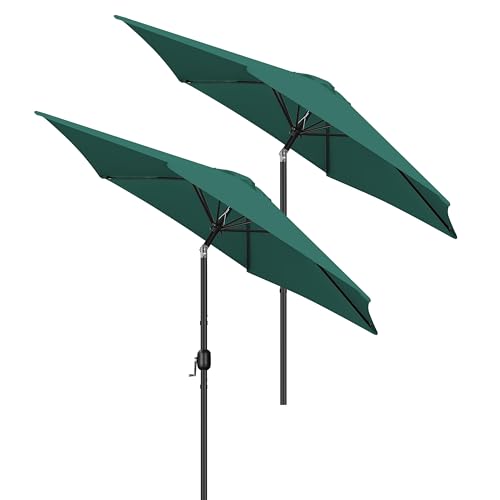 Yaheetech 2 Pack 9FT Outdoor Patio Umbrella Outdoor Table Umbrella w/Push Button Tilt & Crank, Yard Sun Shade UV Protection Waterproof for Pool, Market, Terrace, Beach, Outdoor Restaurant, Dark Green - color: Dark Green, size: 9FT