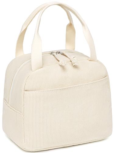 LEDAOU Lunch Box for Women Insulated Lunch Bag Corduroy Lunch Tote Bags Leakproof Cooler Lunch Case for Travel Work Picnic (Corduroy Solid Beige) - color: Corduroy Solid Beige