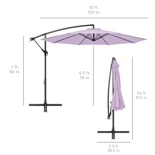 Best Choice Products 10ft Offset Cantilever Hanging Market Patio Umbrella, 8 Sturdy Ribs, Easy Adjustment - Lavender - color: Lavender, size: Offset