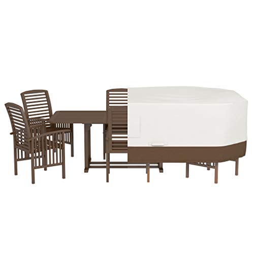 Amazon Basics Outdoor Patio Furniture Cover, Waterproof, UV Resistant, Weather Protection with Secure Straps, Large, Beige/Tan, 110" x 84" - size: 110"x84"