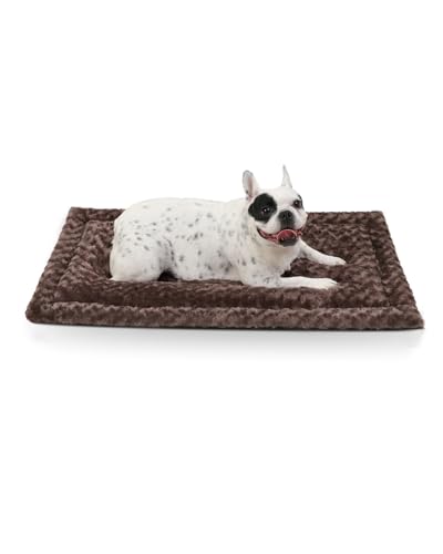 Washable Dog Bed Mat Ultra Soft Dog Crate Pad Comfy Fluffy Pet Kennel Beds Sleeping Mattress for Large Jumbo Medium Small Dogs, 36 x 23 Inch, Brown - color: Brown, size: 36.00" x 23.00" x 1.50"