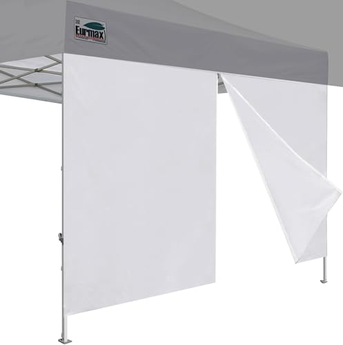 Eurmax USA 10FT Instant Canopy SunWall with Middle Zipper Wall for Pop Up Canopy Tent，1 Pack Sidewall for Outdoor Shade(White) - color: White, size: 10x5.7ft