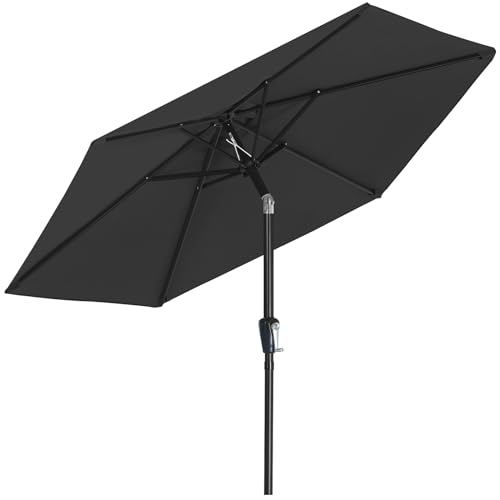 MASTERCANOPY 7.5FT Patio Umbrella with Push Button Tilt and Crank, Outdoor Market Umbrella with 6 Sturdy Ribs, UV Protection & Waterproof for Garden, Deck, Backyard, Pool (Dark Gray) - color: dark gray, size: 7.5FT