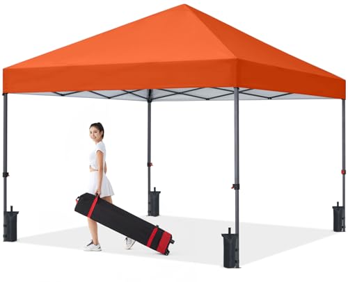 COOSHADE Durable Easy Pop Up Canopy Tent 10x10Ft, Orange - color: Orange, size: 10x10Ft