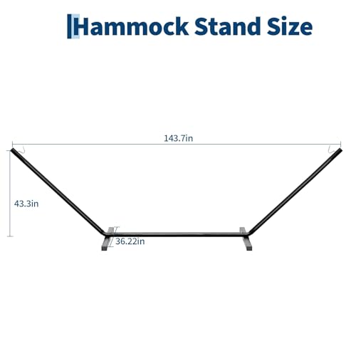 12 FT Outdoor Hammock Stand Heavy Duty Steel, Portable 2 Person Hammock Frame with Hooks and Chains, 450 LBS Capacity Hammock Holder for Patio Backyard Garden, Black - color: T-shaped