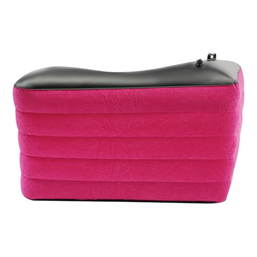 Inflatable Sofa Bed, Portable Leisure Lounger S-Shaped Air Chair Folding Sofa Bed with Air Pump for Living Room Patio Outdoor Camping (Rose-red) - color: Rose-red
