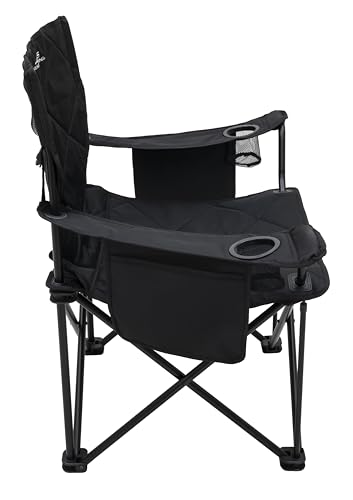 ALPS Mountaineering King Kong Camping Chairs for Adults with Mesh Cup Holders and Pockets, Built Durable and Reliable with Compact Foldable Steel Frame - color: Black