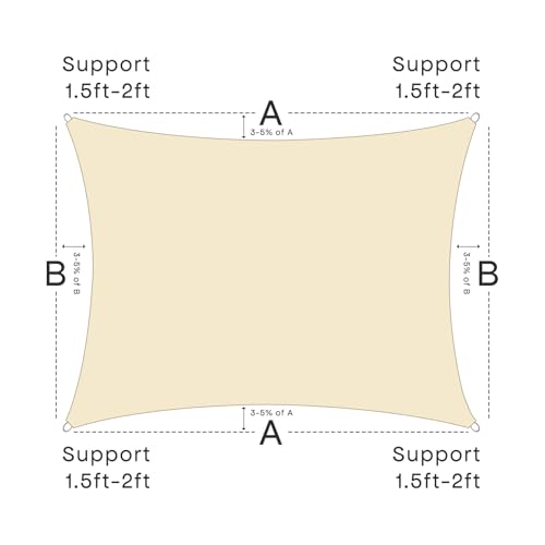 Sun Shade Sail Canopy, 12' x 16' Rectangle 95% UV Block Shade Cover for Outdoor, Backyard Patio, Lawn, Garden, Sandbox Carpor Sand - color: Sand, size: 12' x 16'