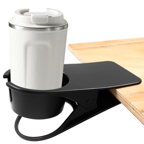 Jiozermi Drinking Cup Holder Clip, Desk Drink Holder Clip Adirondack Chair Cup Holder with Clip Cup Clip Holder for Water Drink Beverage Soda Coffee Mug(Black) - color: Black