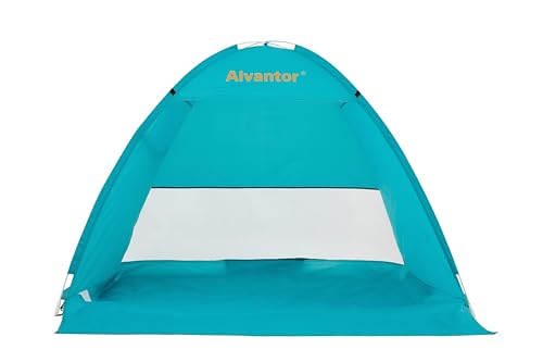 Alvantor® Beach Tent Beach Umbrella Outdoor Sun Shelter Cabana Automatic Instant Pop-Up UPF 50+ Portable Beach Shade Camping Fishing Hiking Canopy Easy Set Up Light Weight Windproof for 2-3 Person - color: Teal, size: 79"x53"x47"