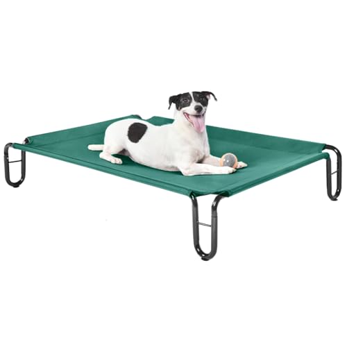 pettycare Elevated Outdoor Dog Bed - Dog Cots beds for Medium Dogs, Waterproof Raised Dog Bed Easy to Assemble, Cooling Elevated Dog Bed with Teslin Mesh, Durable, Non Slip, Up to 40 lbs,Green - color: Green, size: M: 35x25.6x8 inches
