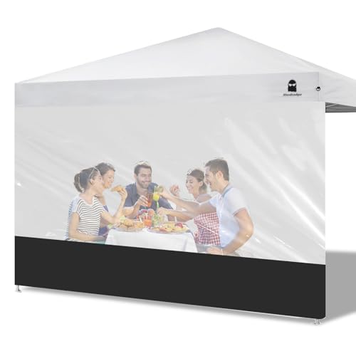 Clear Sidewall Splicing Transparent Canopy Sunwall for 10x10 Pop Up Canopy (Black) - color: Black