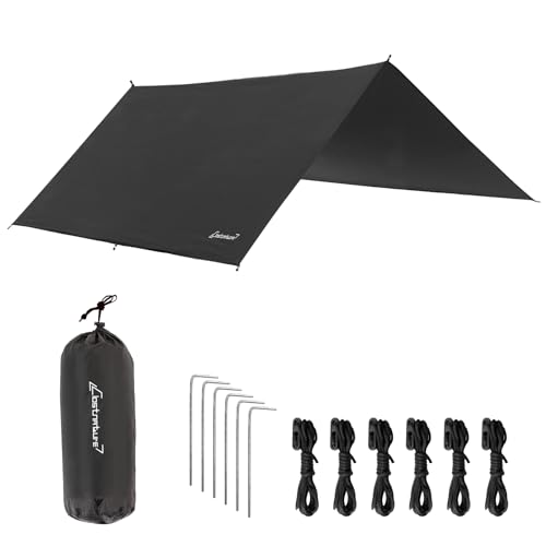 Clostnature Waterproof Camping Tarp for Tent - Ultralight Hammock Rain Fly for Backpacking, Heavy Duty Camping Hiking Awning Lightweight Rain Tarp Tent Shelter Camping Gear Must Haves - size: 120''x115''
