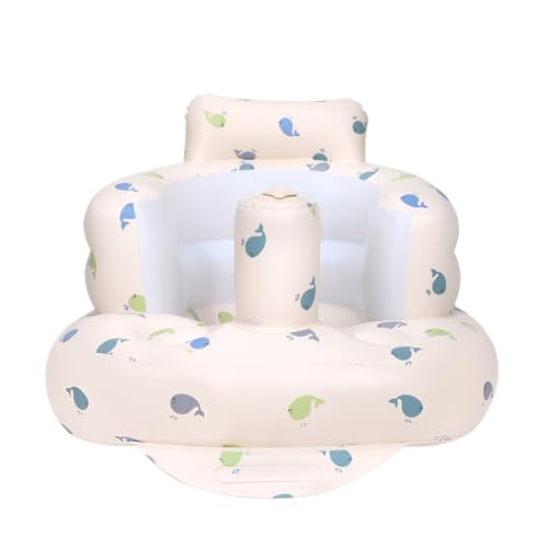 AirSwim Inflatable Baby Chair, Inflatable Baby Seat for Babies 3 Months and Up, Summer Blow Up Chair with Built in Air Pump, Bumbo Seat for Learning to Sit, Palying, Camping, Whale - color: Blue