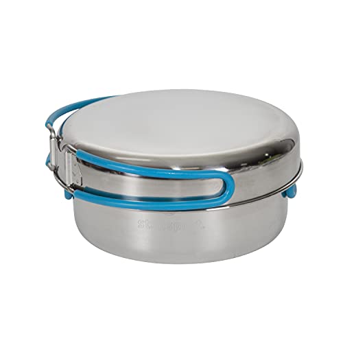 Stansport Stainless Steel Camping Cookware Set – Durable Nesting Mess Kit for Backpacking, Hiking & Outdoor Cooking – Compact Portable Pot & Pan with Carry Bag – Multiple Sizes for Family to Solo Use - style: 5 Piece Silver