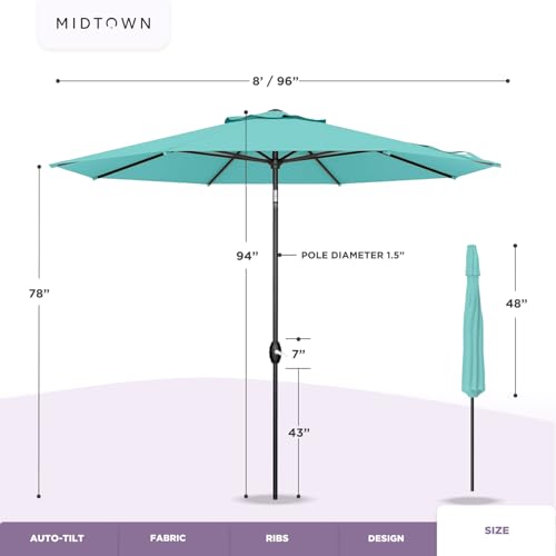 Midtown Umbrellas The Lean Patio Umbrella (Terylast Fabric - Cherry, 8 Foot) - color: Terylast Fabric - Cherry, size: 8 Foot