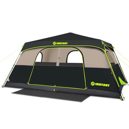 4/6/8/10 Person Instant Tent, Waterproof Pop Up Tents for Camping with Rainfly, 60 Seconds Easy Setup, Automatic Cabin Tent for Family Camping with Expandable Carry Bag & Upgraded Ventilation - color: Black, size: 10 Person