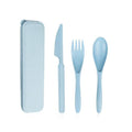 Travel Utensils Set with Case, Reusable Wheat Straw Portable Knife Fork Spoons Tableware, Eco-Friendly BPA Free Cutlery for Camping Picnic Utensils(Blue) - color: Blue