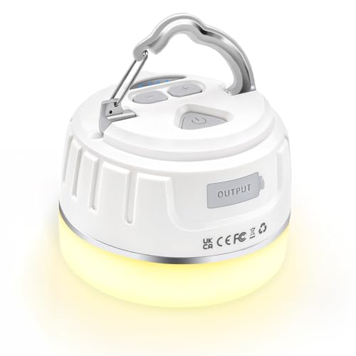 Yonktoo Rechargeable LED Camping Lantern 1000LM, 300H Runtime, 6400mAh, IPX5 Waterproof Tent Light for Camping, Hiking, Power Outages, Home, Emergency Use - Standard Edition,White - color: White, size: Standard Edition