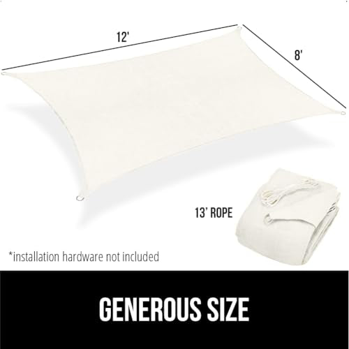 GORILLA GRIP Heavy Duty Sun Shade, UV Protection Fade Tear and Rust Resistant Rectangle Sunshade Canopy, Curved Edges Blocks Sunlight, Breathable Sail, Outdoor Patio, Lawn Garden, 8x12 FT Butter Ivory - color: Ivory, size: 8' X 12', style: Rectangle