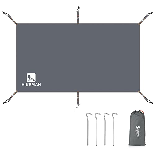 Hikeman Tent Footprint - Waterproof Camping Tarp, Heavy Duty Tent Floor Saver, Ultralight Ground Sheet Mat for Hiking, Backpacking, Hammock, Beach - Storage Bag Included(PU3000mm,140 * 210CM) - color: Updated-grey,140 * 210cm, size: Medium