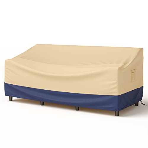 Tangkula Patio 3-Seater Waterproof Outdoor Deep Sofa Cover with Padded Handle & Click-Close Straps, Air Vent, Heavy Duty PU Couch Cover, 77" W x 43" D x 29.9" H - size: 77" W x 43" D x 29.9" H