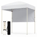 Tangkula 6x4 Ft Pop Up Canopy, UPF 50+ Instant Setup Canopy Tent with Sidewall, 4 Stakes, Portable Outdoor Canopy with Carrying Bag for Camp, Beach, Patio (White) - color: White