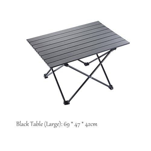 Aluminum Alloy Camping Folding Table - Portable Picnic Desk with Carry Bag, Lightweight Outdoor Dining Set (Black Table (Large)) - color: Black Table (Large)