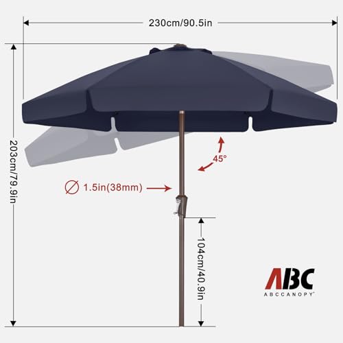 ABCCANOPY 7.5ft Scalloped Patio Umbrella, Outdoor Table Umbrella with Tilt and Crank, Fiberglass Ribs Deck Umbrella for Patio, Pool, Garden, Picnic (Navy Blue) - color: Navy Blue, size: 7.5FT