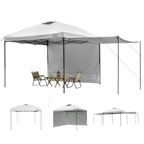 KAMPKEEPER 10x10 Easy Pop Up Canopy Tent with Sidewalls, Instant Outdoor Shade Shelter with Removable 10FT Sun Walls, Quick Setup Waterproof and UV-Resistant for Patio (White, 10x10FT with 2 sidewall) - color: White, size: 10x10ft With 2 Sidewall
