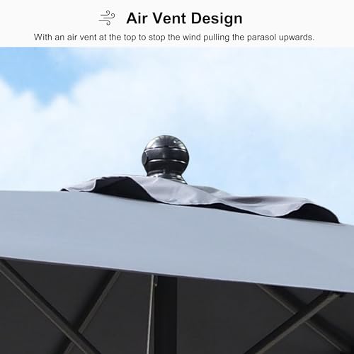 PURPLE LEAF 11' Round Patio Umbrella Outdoor Table Umbrella Aluminum Frame Market Umbrella Sun Umbrella with 8 Sturdy Ribs for Garden Deck Lawn & Pool Light Gray - color: Light Gray, size: 11 ft