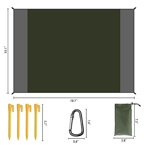 Waterproof Camping Tarp Lightweight Multifunctional Tent Footprint for Camping, Hiking Backpacking, Compact Tent Tarp Ground Sheet Mat for Ground or Under Tent（55.1" x 78.7" | Dark Green） - color: 55.1" X 78.7" | Dark Green
