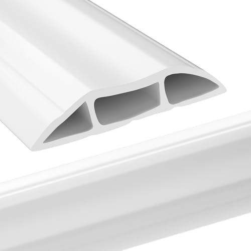 AGPTEK Heavy Duty Floor Cable Cover Cable Protector, 6.5 Ft Floor Cord Protector 3 Channels Floor Cord Cover (Mid Channel 0.93") Contains Cords, Cables and Wires, Good for Office, Home, or Outdoor - color: White