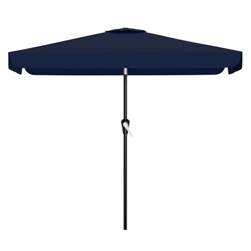 AreShark 6.5 x 10 FT Rectangular Valance Patio Umbrella, Outdoor Umbrella with Tilt and Crank, Market Table Umbrellas W/ 6 Ribs UV Protection for Garden, Deck, Backyard and Pool, Navy - color: Navy, size: 6.5x10 FT