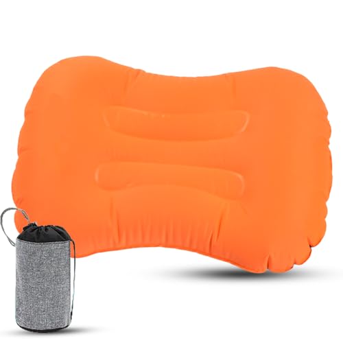 Ultralight Inflatable Camping Pillow -Compact, Comfortable & Portable Travel Pillow for Backpacking, Hiking, and Outdoor Adventures (Orange) - color: Orange