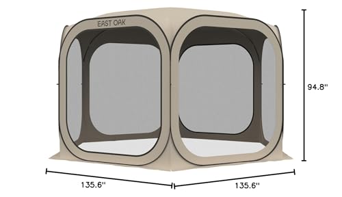 East Oak Screen House Tent Pop-Up, Portable Screen Room Canopy Instant Screen Tent 12 x 12 FT with Carry Bag for Patio, Backyard, Deck & Outdoor Activities, Beige - color: Beige, size: 12×12 FT