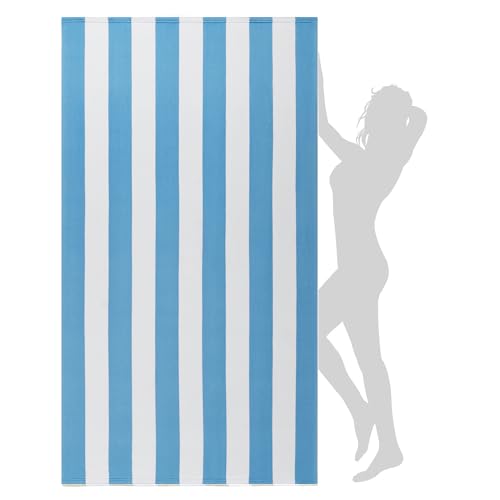 WILFA Extra Large Beach Towel - Oversized Mircofiber Towel 40'' x 70'', XL Striped Lightweight Pool Towel, Big Cabana Swim Travel Towel for Adults Mens Women,Sky Blue - color: Sky Blue