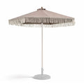 Formosa Covers 9ft 8-Rib Boho Replacement Umbrella Canopy with Tassel Fringe Valance, 600D Polyester, UV-Treated, Fits Market Patio Frames - color: Tassel Taupe