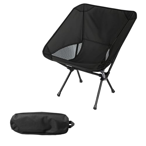 Wind Tour Portable Camping Chair Lightweight Foldable Outdoor Chair for Hiking Camp Backpacking Lawn Beach Fishing Picnic with Carry Bag (Black) - color: Black