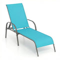 Tangkula Lounge Chair Outdoor, Patio Chaise Lounge with Adjustable Backrest, Reclining Pool Lounge Chair for Outside with Heavy Duty Steel Frame, Suitable for Beach, Yard, Balcony, Poolside - color: Turquoise