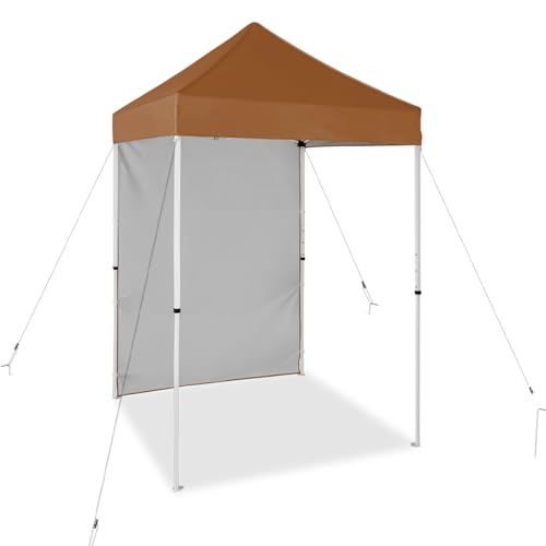 EAGLE PEAK Pop up Canopy 5x5, Outdoor Portable Canopy Tent with One Removable Sunwall, Carry Bag Included, Khaki - color: Khaki