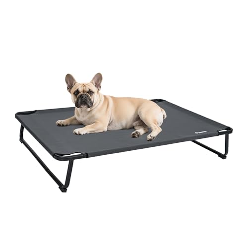 ABCPET Cooling Elevated Dog Bed, Raised Outdoor Dog Bed Waterproof Pet Beds Cots Stable and Easy Assembly, with 1.2mm Thick Iron Frame, Breathable, Ultra-Sturdy，Grey,32 * 25.2 * 7.1 - size: 32.0"L x 25.2"W x 7"T