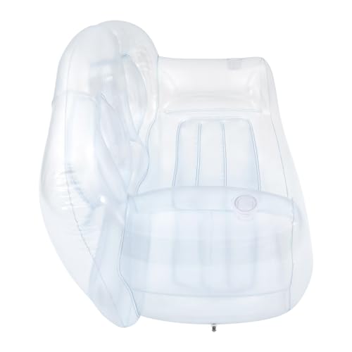 Portable Inflatable Couch with Headboard and Built-in Pump Blow Up Pull Out Couch Folding Inflatable Chair 70.9"×35.4"×37.4" Outdoor Air Sofa for Camping, Backyard, Beach, Party (Clear) - color: Clear