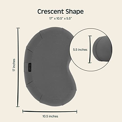 Retrospec Sedona Zafu Meditation Cushion with Buckwheat Hull Fill - Adjustable Yoga & Pilates Equipment Support - 17in Crescent Cotton Cover - color: Stone, size: 1 Count (Pack of 1)