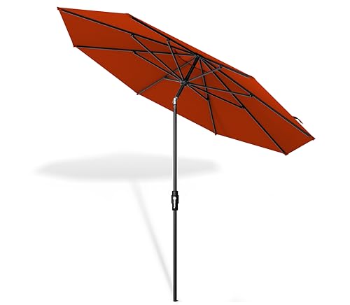 Midtown Umbrellas – The Swilt 10 Ft Patio Umbrellas with 360° Swivel & Tilt Mechanism, 8 Fiberglass Ribs & Terylast Polyester Fabric for Backyard, Deck, Pool & Cafes - Apple Canopy, Black Pole - color: Terylast Apple, size: 10 Feet