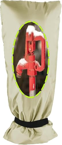 Outdoor Faucet Covers for Winter, 15" W x 35" H Outside Yard Hydrant Protector Socks Winter, Insulated Hose Bib Protector Cover, Spigot Pipe Cover Freeze Protection - color: Beige, size: 15" W x 35" H