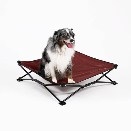 Coolaroo On-The-Go Elevated Dog Bed - Foldable Pop-Up Travel Dog Bed with Breathable, Moisture-Resistant Fabric, Carry Bag Included, Lightweight & Portable, Brick, Medium - color: Brick, style: Medium