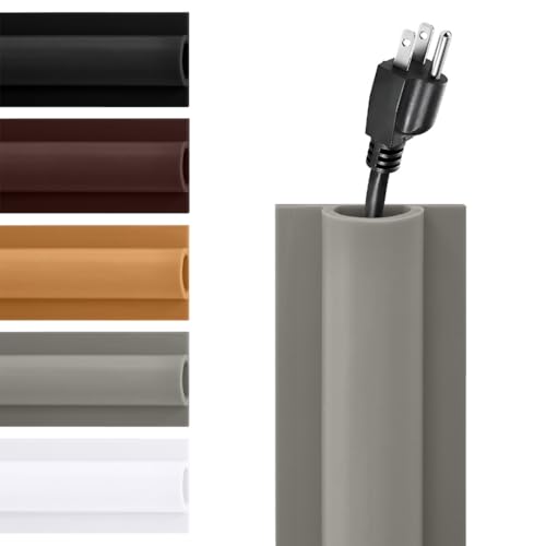 Rubber Bond TV Cord Hider Cable Protector - Strong Self Adhesive Wall Cord Cover Cable Hider - Low Profile Cable Management Wall Cord Concealer Cable Raceway - color: Grey, size: 4 Feet, style: 1 Cord