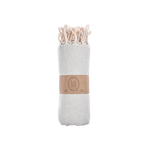 Personalized Embroidered Beach Towel | Throw Blanket, Easy Carry, Sand Free, Highly Absorbent, Quick Dry, Turkish Towels for Camping Bath Sauna Beach Gym Pool Yoga SPA by Lahammam, Mediterranean, Gray - color: Gray, size: Mediterranean