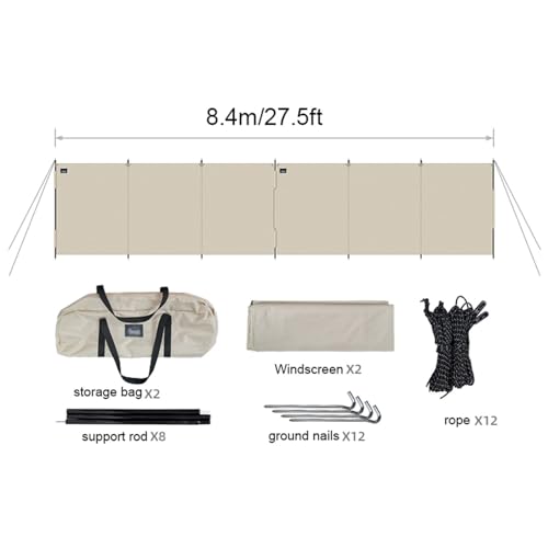 SHYP Camping Windbreaks for Garden Grills BBQ Picnic, Outdoor Caravan Privacy Screen Folding Portable Waterproof Oxford Cloth Windscreen Beach Windshield Shelter (Khaki) (Color : 2 Sets) - color: 2 Sets